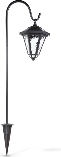 Solarny lampion LED na wbijanym stojaku 80 cm, czarny, z chłodnym białym światłem