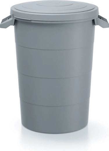 Plastikowy pojemnik Smooth z uchwytami 80 l jasnoszary