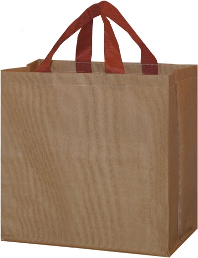 Torba na zakupy z laminowanego polipropylenu 35 × 35 × 20 cm, beżowa