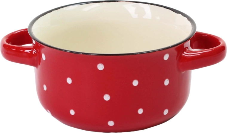 Ceramiczna miska czerwona w białe kropki 580 ml