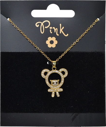 Pozłacany łańcuszek z zawieszką miś z kryształkami