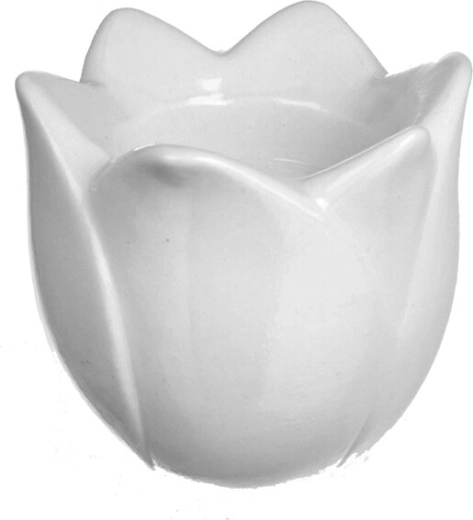 Ceramiczny świecznik tulipan biały