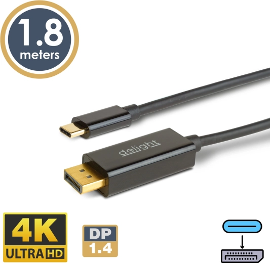 Kabel USB-C do DisplayPort 1.4 4K, 1,8 m