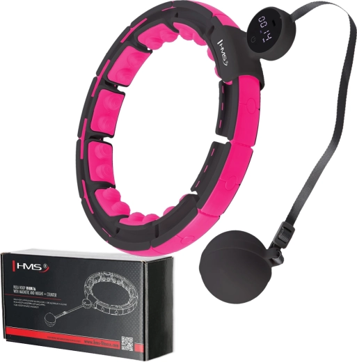 Masażowe hula hoop z obciążnikiem, magnesami i licznikiem – czarne