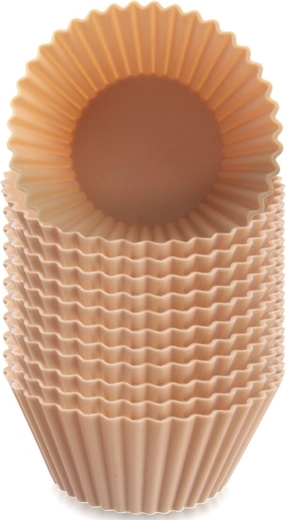 Silikonowe foremki do muffinek, beżowe, 5,5 cm, 12 szt.