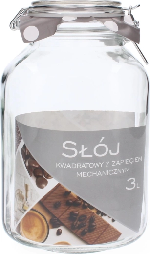 Kwadratowy słoik 3 l z zamknięciem mechanicznym