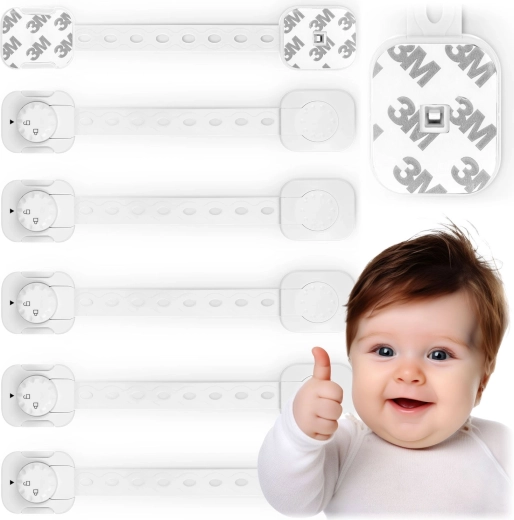 Dziecięce zamki zabezpieczające do szafek RICOKIDS, 6 szt., białe