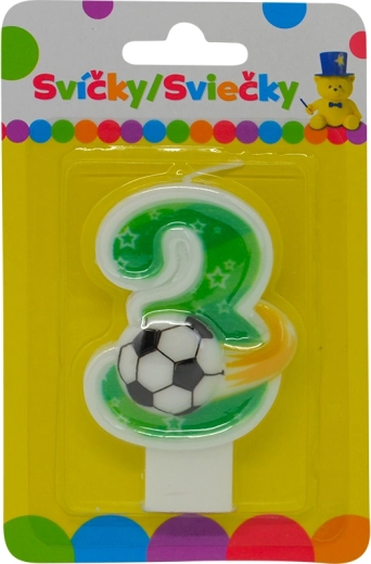 Świeczka urodzinowa cyfra 3 z piłką