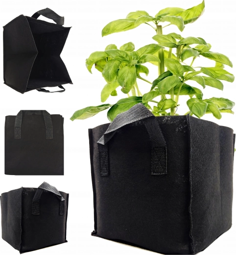 Tekstylny doniczka uprawna z filcu z uchwytami 8 l, czarny