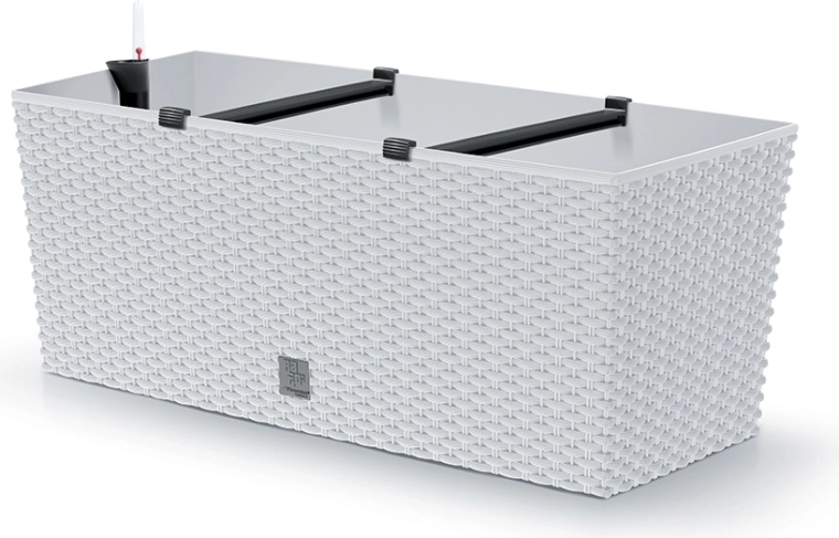 Samopodlewająca donica rattanowa 50 cm biała