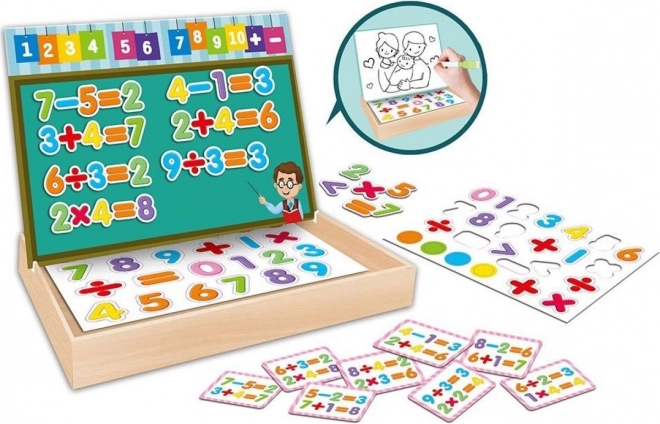 Edukacyjne magnetyczne puzzle – cyfry w drewnianym pudełku