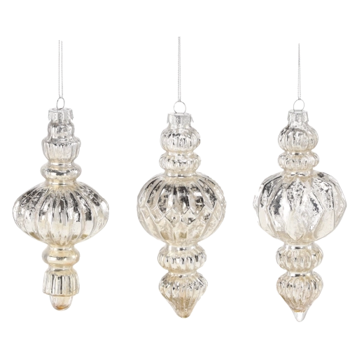 Szklana świąteczna ozdoba w kolorze szampańskim, różne wzory