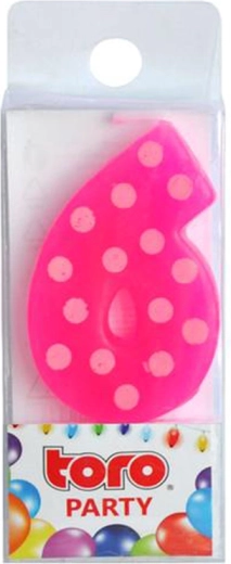 Tortowa świeczka cyfra 6 TORO, do wbijania, 4,5 cm