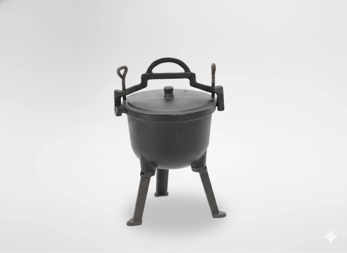 żelazny kocioł myśliwski 5 l na ogień z pokrywką i nogami