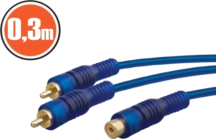 Kabel rozgałęziający RCA 0,3 m niebieski