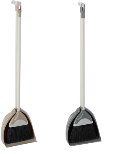 Zmiotka z długą rączką i szufelka ze stojakiem