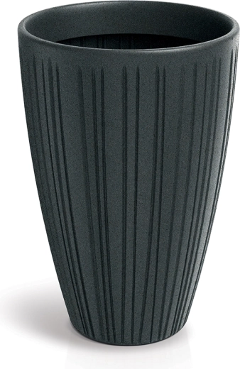 Wysoka żebrowana donica Fero Round High 48 cm, ołowiana