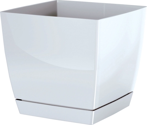 Doniczka COUBI Square z podstawką 24 cm biała