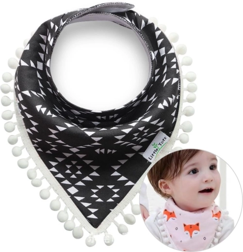 Dziecięcy szalik z pomponami – czarny