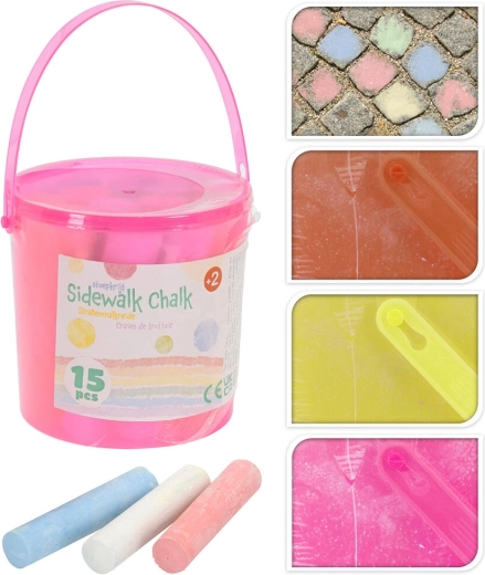 Kredy chodnikowe w plastikowym wiaderku, 15 szt.