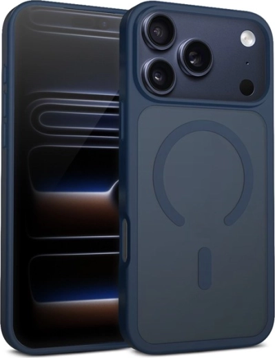 Hybrydowe matowe magnetyczne etui MagSafe do iPhone 17 Pro Max – niebieskie