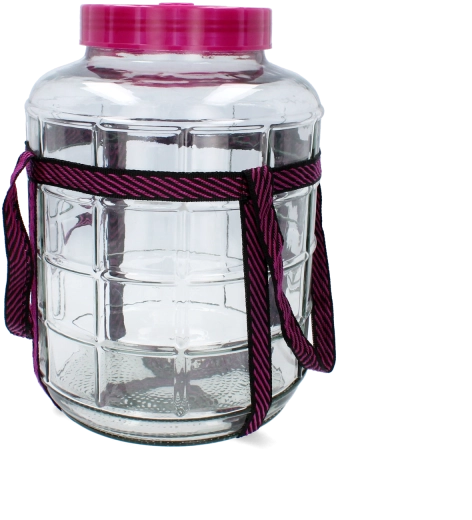 Wielofunkcyjny szklany gąsior 15 l z szeroką szyjką i paskiem