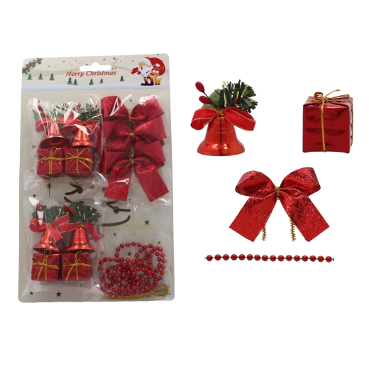 Zestaw czerwonych ozdób świątecznych, 72 szt.