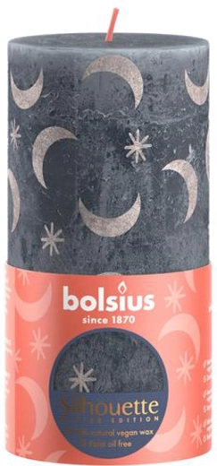 Rustykalna świeca 130 × 68 mm łupkowo-niebieska