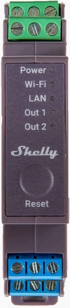 Dwukanałowy przekaźnik Shelly Pro 2 na szynę DIN z Wi‑Fi i LAN
