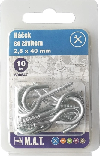 Hak z gwintem 20 × 2,3 mm, ocynkowany (10 szt.)