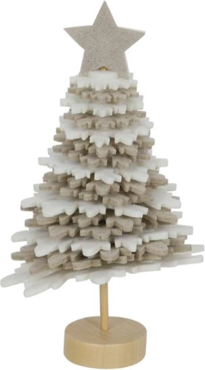 Świąteczna dekoracja choinka 16 cm – biała/beżowa