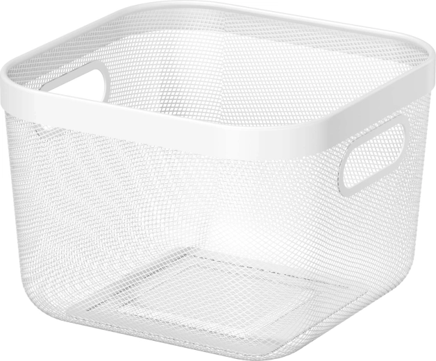 Biały metalowy koszyk do przechowywania 24 × 24 × 17 cm