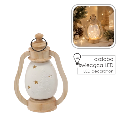 Świąteczna ceramiczna latarenka z oświetleniem LED - 1 sztuka