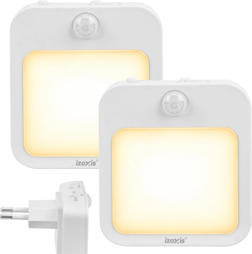Nocna lampka LED Izoxis z czujnikiem ruchu i zmierzchu, 2 sztuki