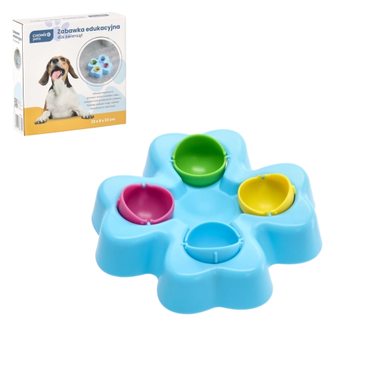 Interaktywna edukacyjna zabawka dla psa i kota z przegrodami na smakołyki 23 × 23 × 8 cm