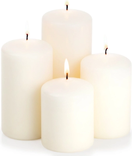 Zestaw białych, bezzapachowych świec walcowych, 4 szt.