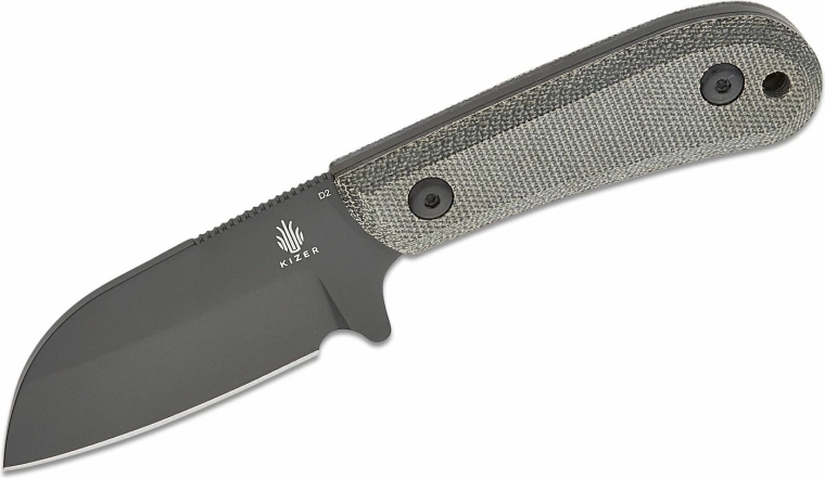 Kizer Deckhand Black nóż stały 7,5 cm z czarnym wykończeniem Stonewash i rękojeścią Micarta, pochwa Kydex