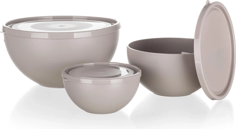 Zestaw plastikowych misek z pokrywkami CULINARIA LATTE 0,2 l + 0,5 l + 1,2 l