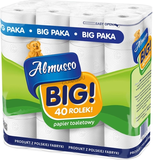 Papier toaletowy BIG, 3‑warstwowy z celulozy, opakowanie 40 szt., FSC