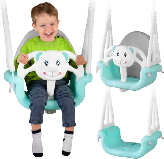 Ricokids kubełkowa huśtawka Miś 3w1 turkusowa