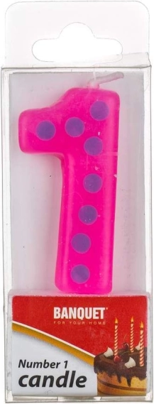 Urodzinowa świeczka nr 1 różowa