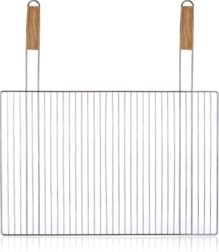 Ruszt grillowy BBQ 60 × 40 cm z drewnianymi uchwytami