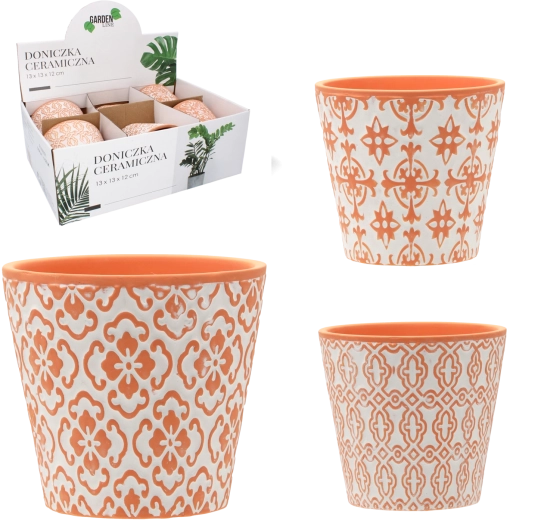 Ceramiczna doniczka 13 × 13 × 12 cm, mix wzorów