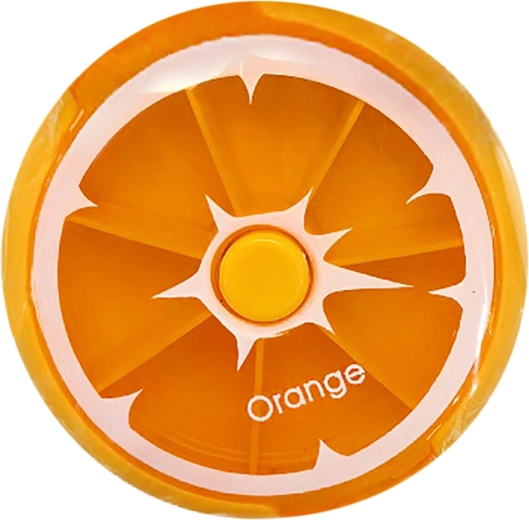 Okrągły dozownik na leki z motywem pomarańczy 9 × 2,5 cm