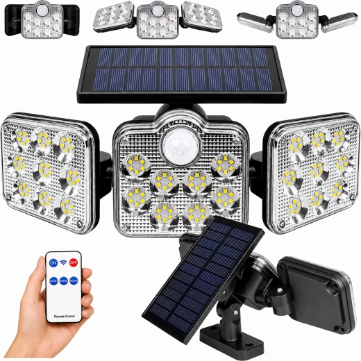 Solarna ogrodowa lampa LED z czujnikiem ruchu i zmierzchu oraz pilotem zdalnego sterowania