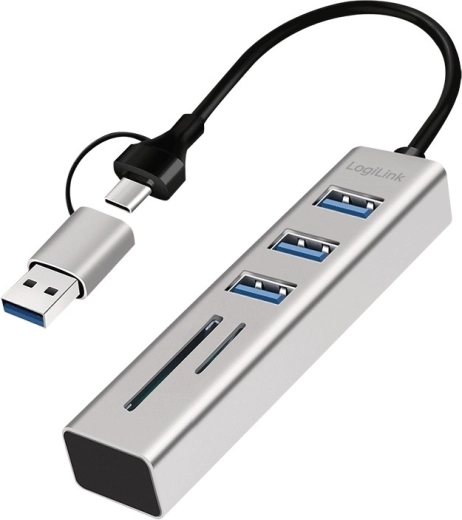 LogiLink hub USB‑C/USB‑A 3× USB 3.0 z czytnikiem SD i microSD