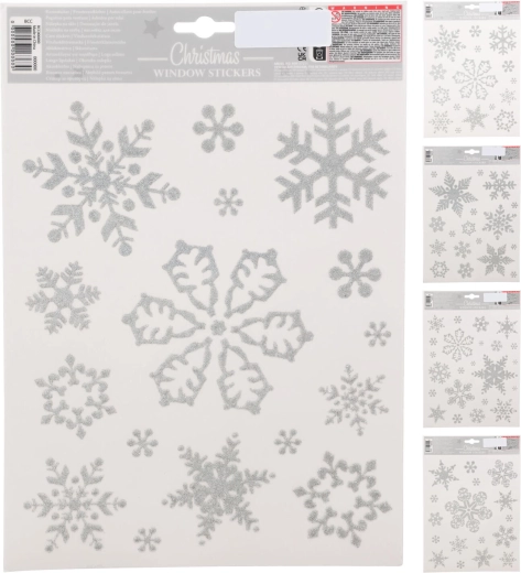 Samoprzylepne dekoracje okienne Śnieżynka – mix wzorów