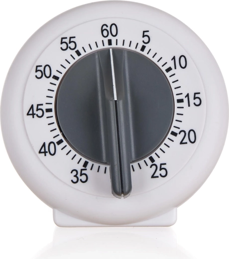 Kuchenny mechaniczny minutnik CULINARIA 60 min, biało‑szary, średnica 9,5 cm
