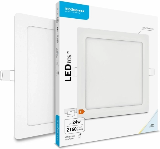 Modee Lighting kwadratowy wpuszczany panel LED 24 W zimna biel