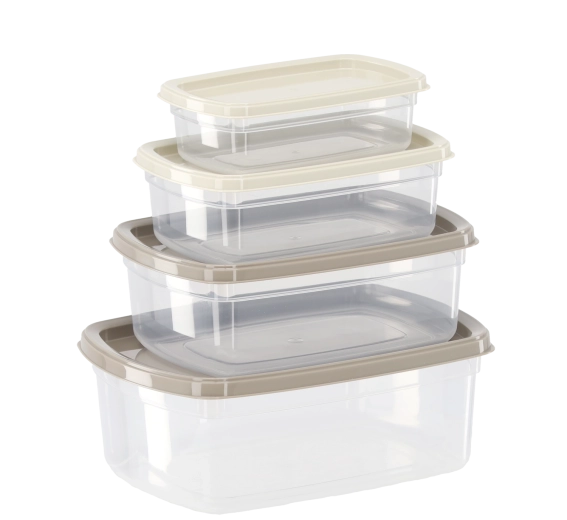 Zestaw plastikowych pojemników na żywność, 4 szt. – 0,25 l, 0,5 l, 0,75 l, 1,2 l